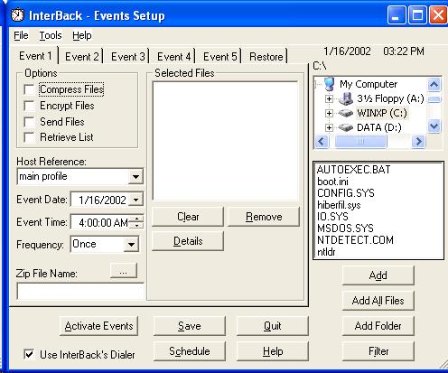 InterBack - Remote backup zips, encrypts, and sends files